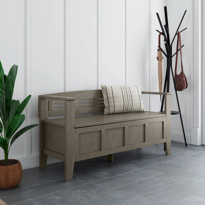 WYNDENHALL Chandler Banc de rangement d'entrée contemporain en bois massif de 48 pouces de large - 48 x 17 x 25,2