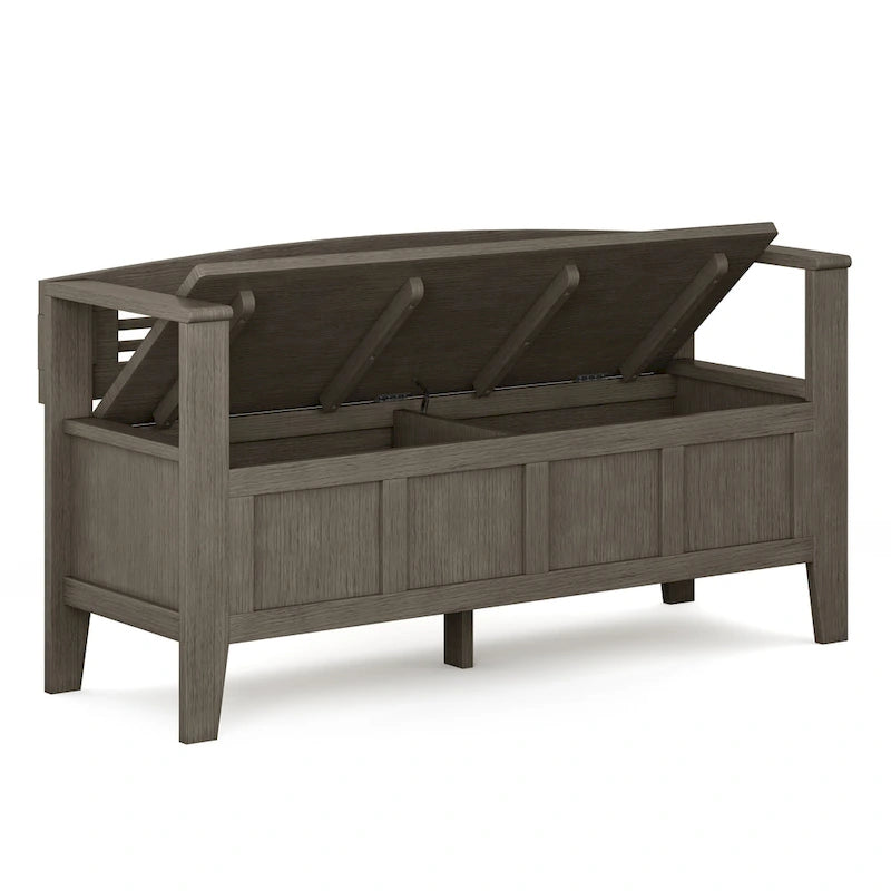 WYNDENHALL Chandler Banc de rangement d'entrée contemporain en bois massif de 48 pouces de large - 48 x 17 x 25,2