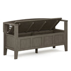 WYNDENHALL Chandler Banc de rangement d'entrée contemporain en bois massif de 48 pouces de large - 48 x 17 x 25,2