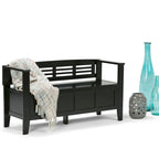 WYNDENHALL Chandler Banc de rangement d'entrée contemporain en bois massif de 48 pouces de large - 48 x 17 x 25,2