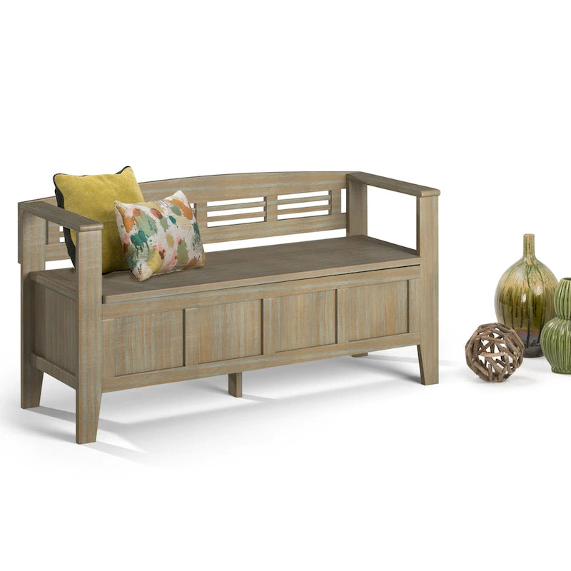 WYNDENHALL Chandler Banc de rangement d'entrée contemporain en bois massif de 48 pouces de large - 48 x 17 x 25,2