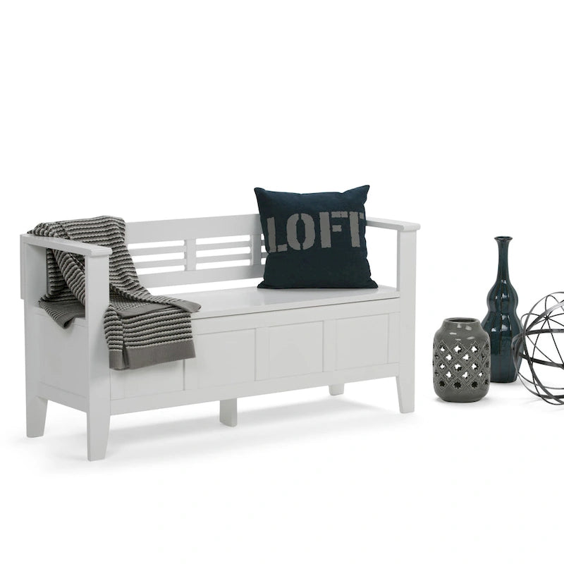 WYNDENHALL Chandler Banc de rangement d'entrée contemporain en bois massif de 48 pouces de large - 48 x 17 x 25,2
