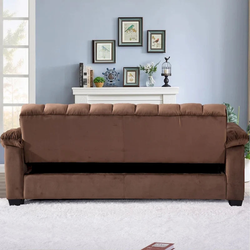 Divano letto convertibile in velluto da 82,7" con 2 cuscini