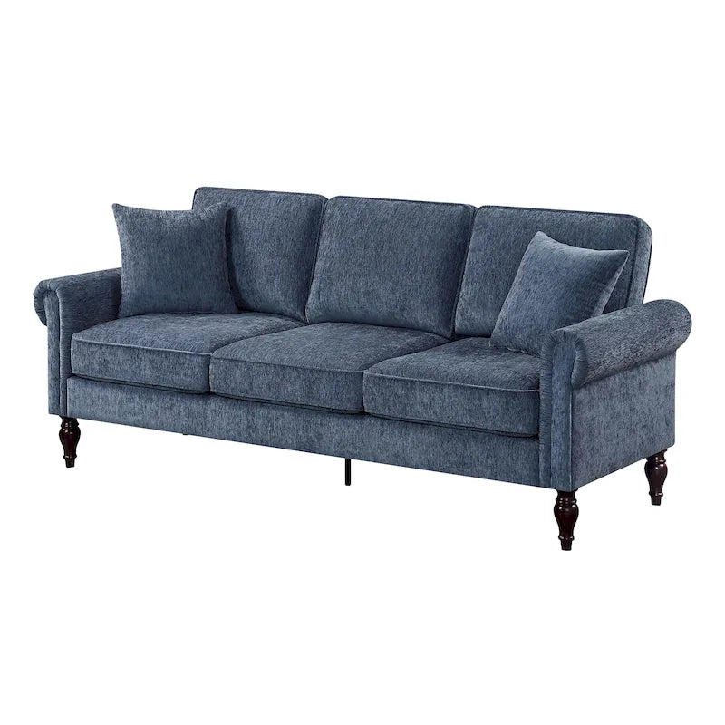 Divano tradizionale in ciniglia con braccioli arrotolati Igny di Furniture of America