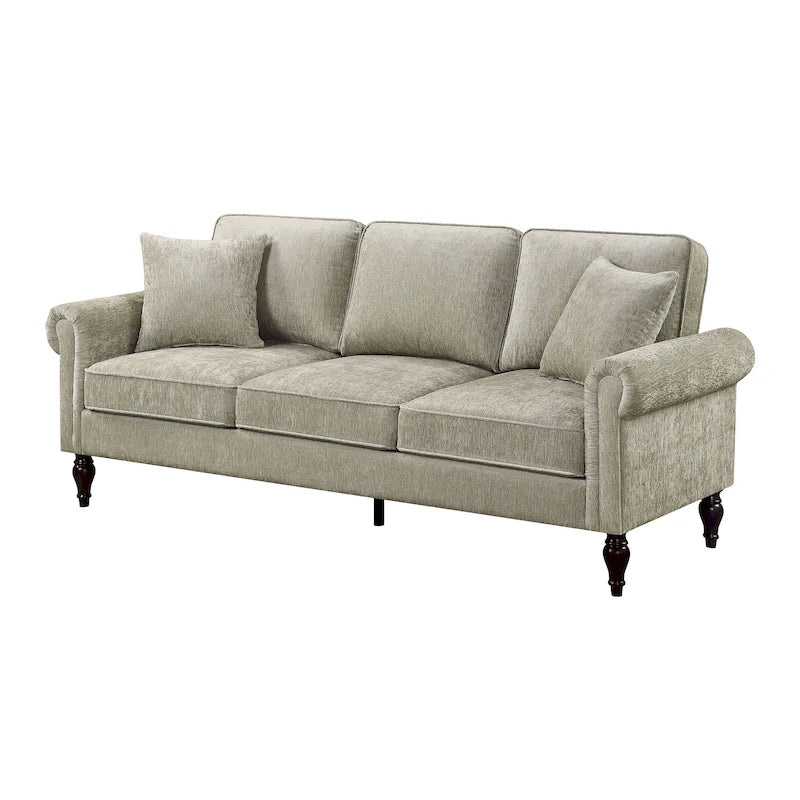 Divano tradizionale in ciniglia con braccioli arrotolati Igny di Furniture of America