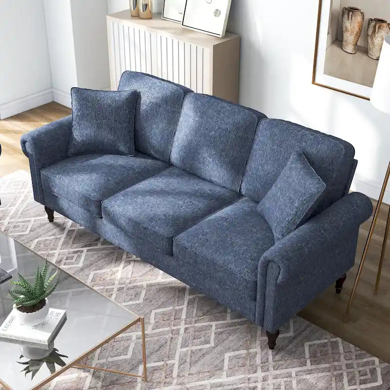 Divano tradizionale in ciniglia con braccioli arrotolati Igny di Furniture of America