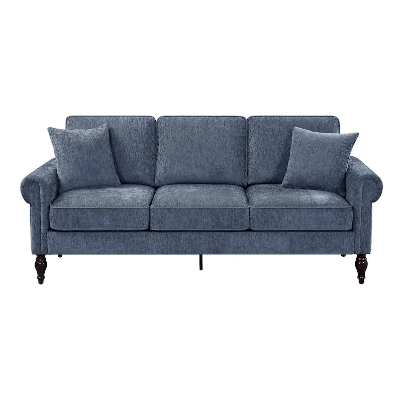 Divano tradizionale in ciniglia con braccioli arrotolati Igny di Furniture of America