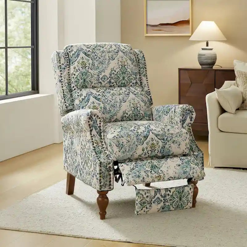 Poltrona Reclinabile Manuale per Soggiorno Terri Classic Cutaway Arms con Borchie di HULALA HOME