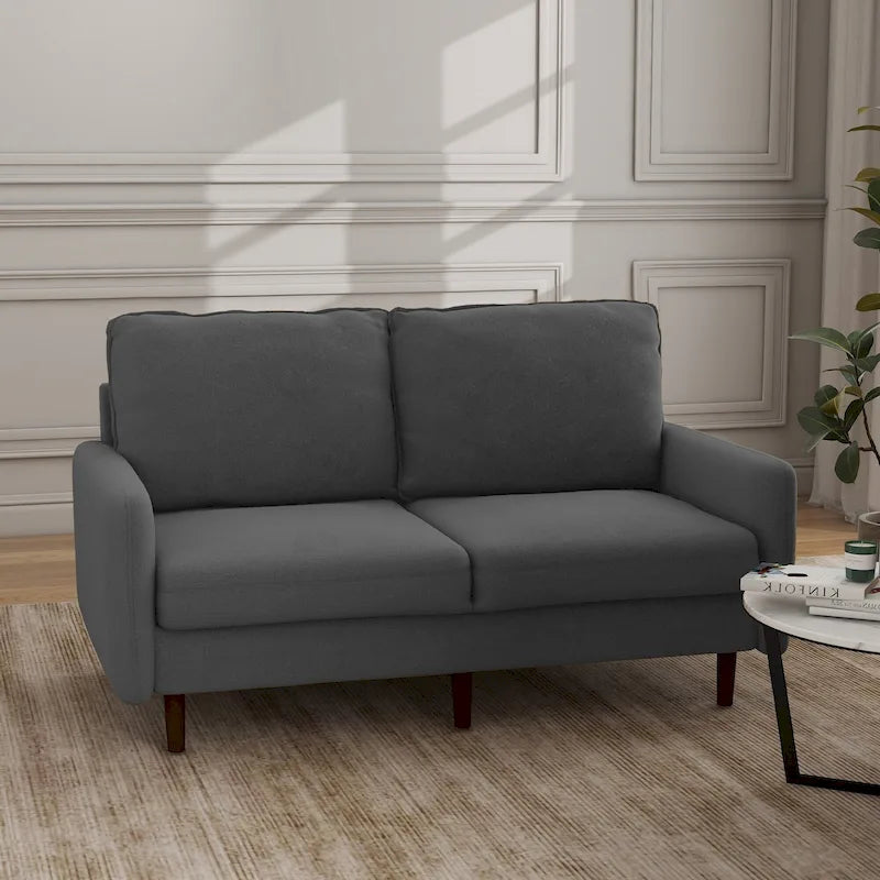 Divanetto moderno in velluto con gambe in legno