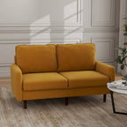 Divanetto moderno in velluto con gambe in legno