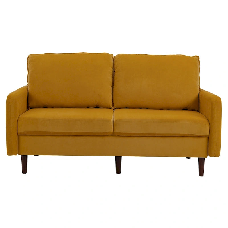 Divanetto moderno in velluto con gambe in legno