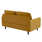 Divanetto moderno in velluto con gambe in legno