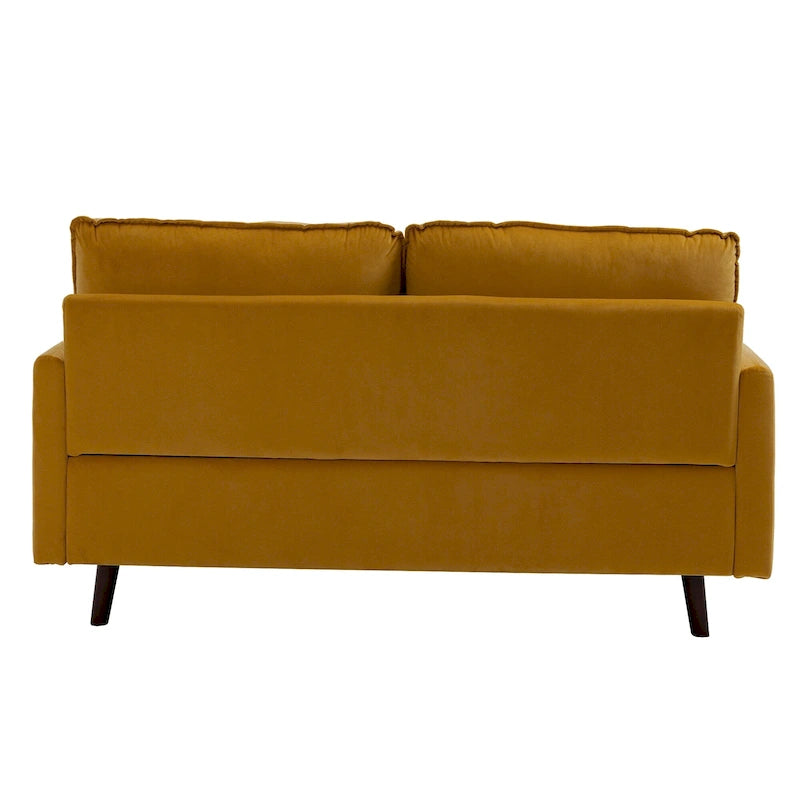 Divanetto moderno in velluto con gambe in legno