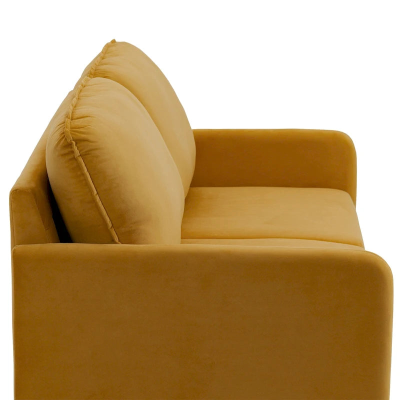Divanetto moderno in velluto con gambe in legno