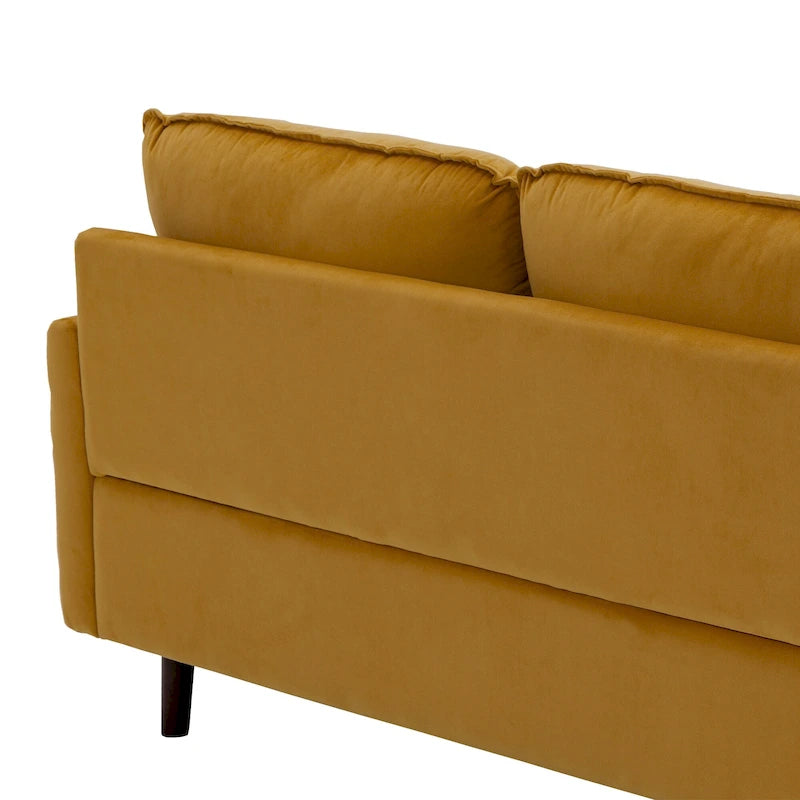 Divanetto moderno in velluto con gambe in legno