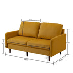 Divanetto moderno in velluto con gambe in legno