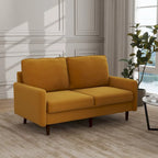 Divanetto moderno in velluto con gambe in legno