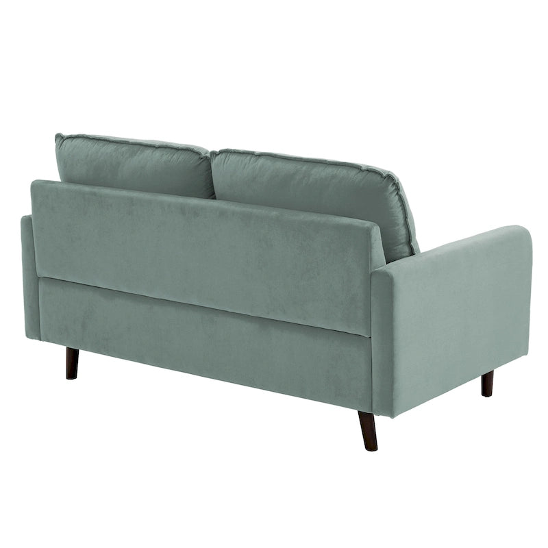 Divanetto moderno in velluto con gambe in legno