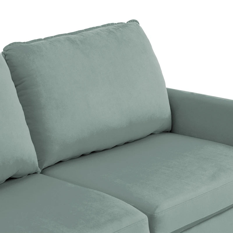 Divanetto moderno in velluto con gambe in legno