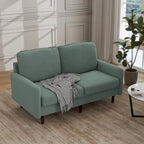 Divanetto moderno in velluto con gambe in legno