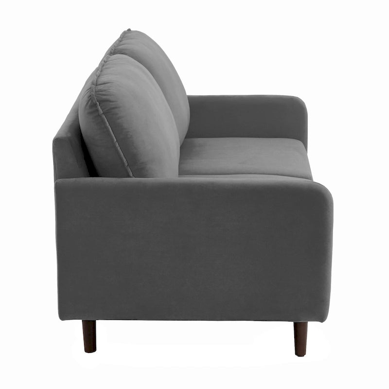 Divanetto moderno in velluto con gambe in legno