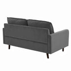 Divanetto moderno in velluto con gambe in legno