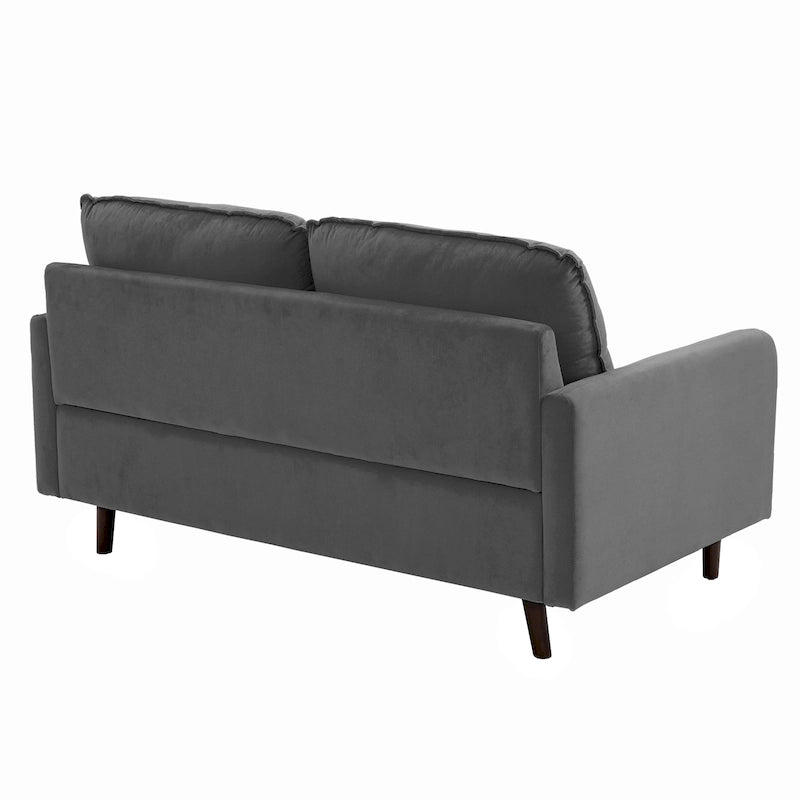 Divanetto moderno in velluto con gambe in legno