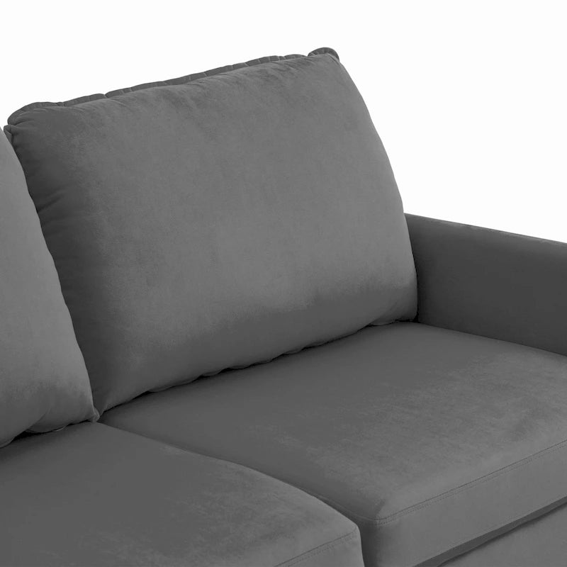 Divanetto moderno in velluto con gambe in legno