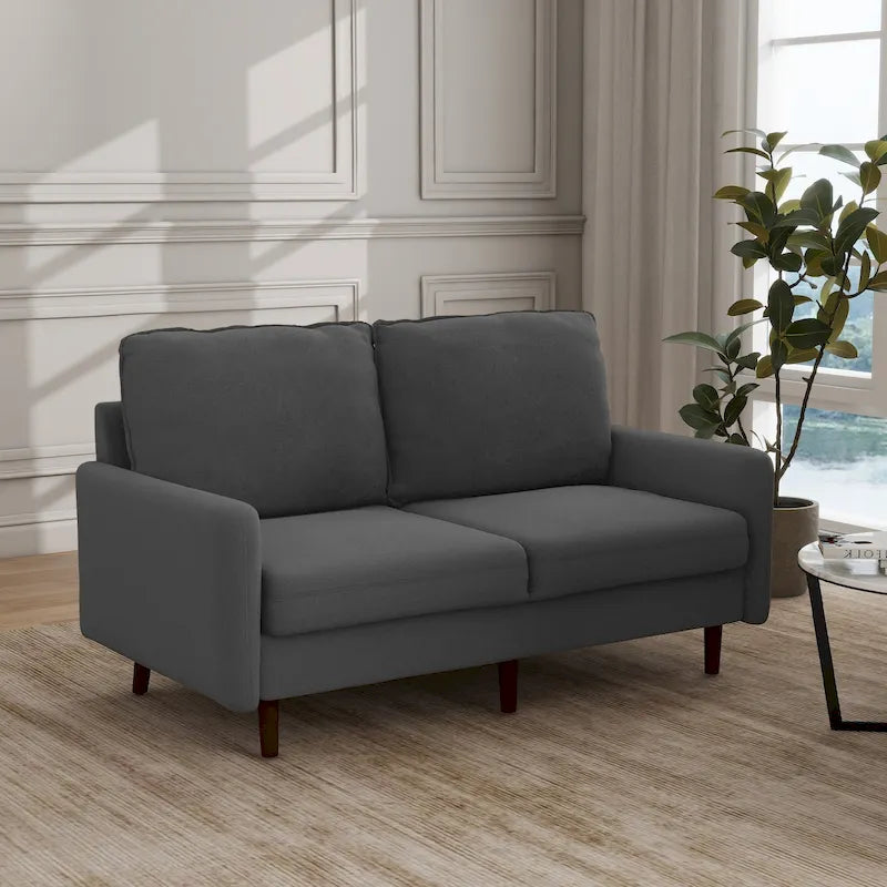 Divanetto moderno in velluto con gambe in legno