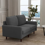 Divanetto moderno in velluto con gambe in legno