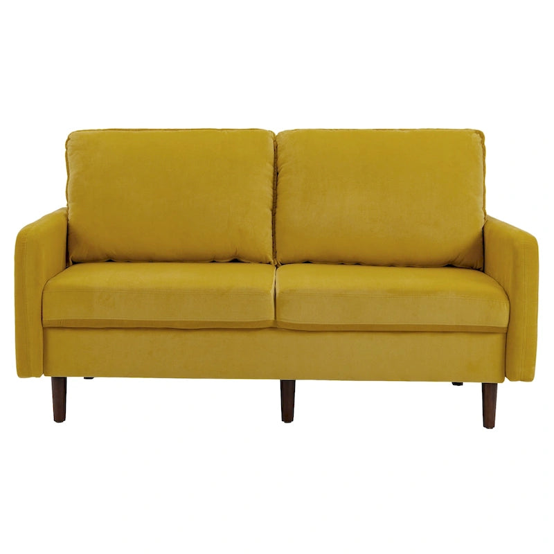 Divanetto moderno in velluto con gambe in legno