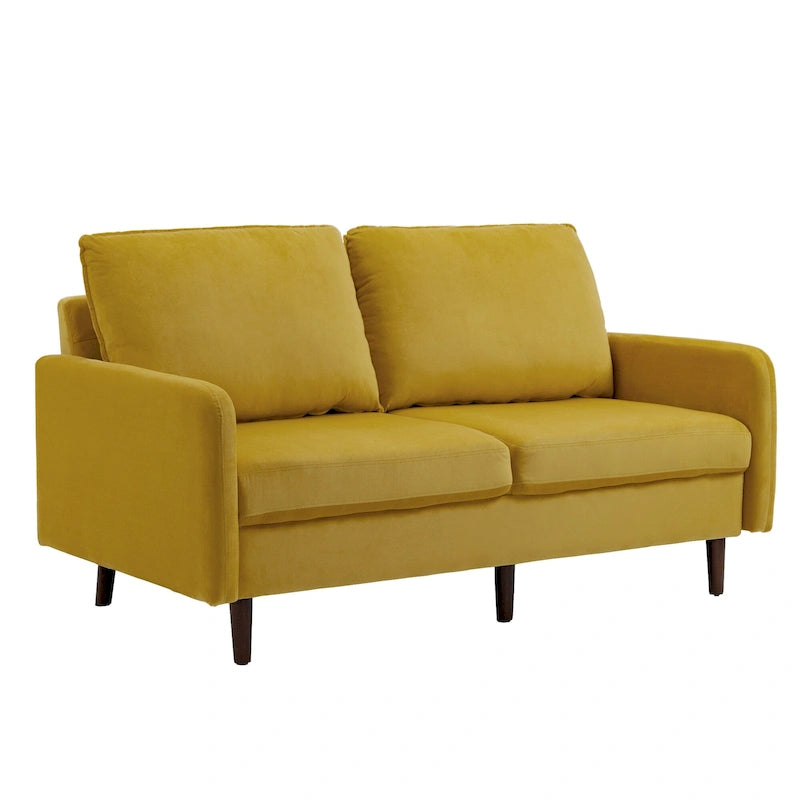Divanetto moderno in velluto con gambe in legno