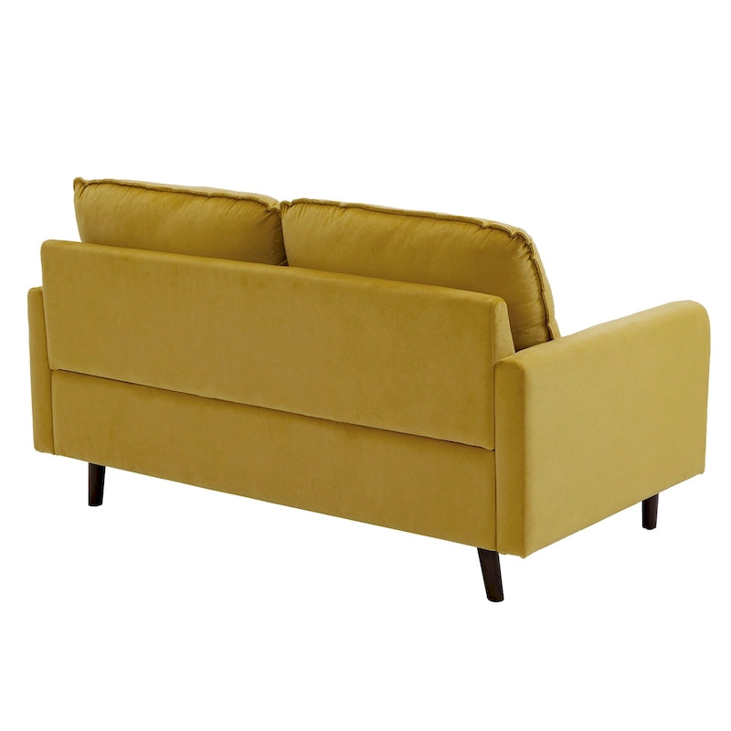 Divanetto moderno in velluto con gambe in legno