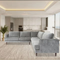 Coast to Coast Sofas Contemporary L Shaped Sectional Sofa Velvet Solid Wood Frame Upholstered