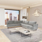 Coast to Coast Sofas Divano Sezionale a L Contemporaneo in Velluto con Struttura in Legno Massello e Rivestimento