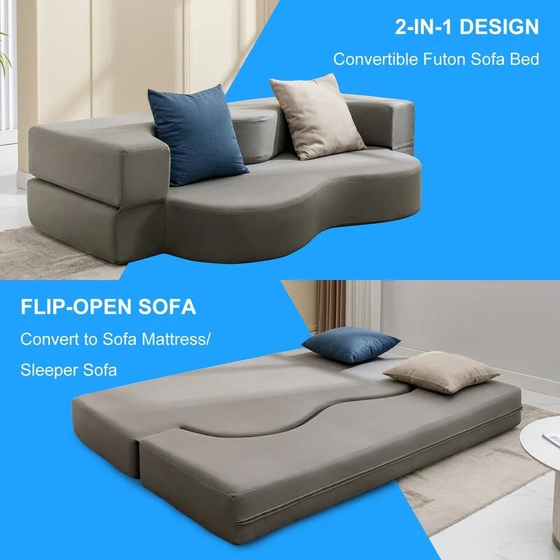 Mixoy Divano Letto Futon Convertibile, Pieghevole, Materasso Pieghevole in Schiuma, Divano Letto a Pavimento in Tessuto