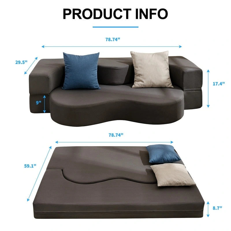 Mixoy Divano Letto Futon Convertibile, Pieghevole, Materasso Pieghevole in Schiuma, Divano Letto a Pavimento in Tessuto