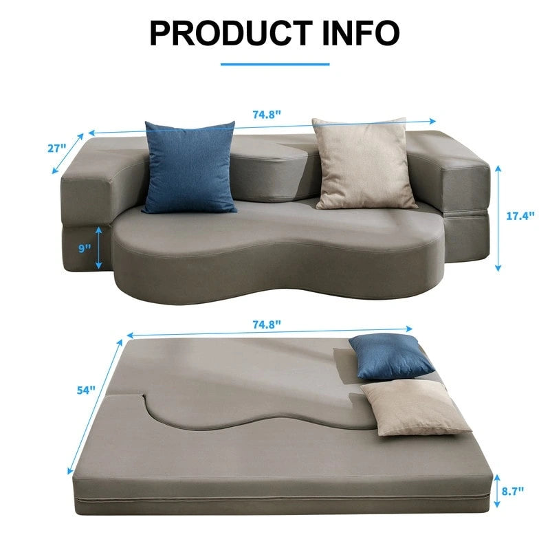 Mixoy Divano Letto Futon Convertibile, Pieghevole, Materasso Pieghevole in Schiuma, Divano Letto a Pavimento in Tessuto