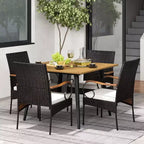 Costway Ensemble de salle à manger 5 pièces en rotin synthétique avec table et chaises, coussins et trou de parasol de 1,9 po
