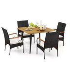 Costway Ensemble de salle à manger 5 pièces en rotin synthétique avec table et chaises, coussins et trou de parasol de 1,9 po
