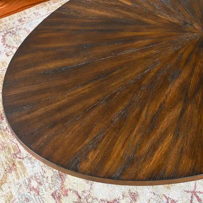 Tavolino da caffè ovale contemporaneo in legno massello con gambe incrociate in metallo