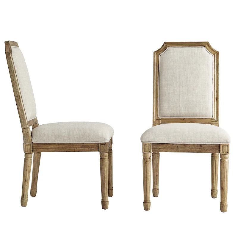 Chaises de salle à manger Deana Arched en lin et bois (lot de 2) par iNSPIRE Q Artisan