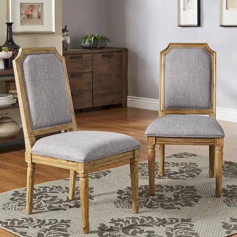 Chaises de salle à manger Deana Arched en lin et bois (lot de 2) par iNSPIRE Q Artisan