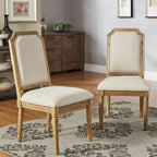 Chaises de salle à manger Deana Arched en lin et bois (lot de 2) par iNSPIRE Q Artisan