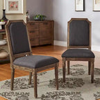 Chaises de salle à manger Deana Arched en lin et bois (lot de 2) par iNSPIRE Q Artisan