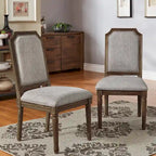 Chaises de salle à manger Deana Arched en lin et bois (lot de 2) par iNSPIRE Q Artisan