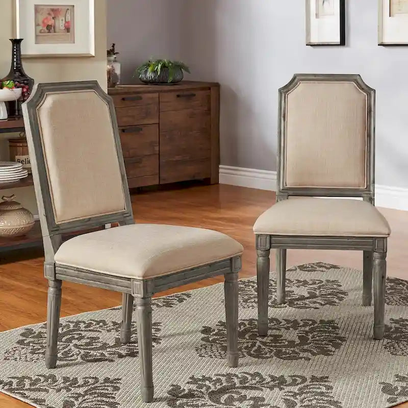 Chaises de salle à manger Deana Arched en lin et bois (lot de 2) par iNSPIRE Q Artisan