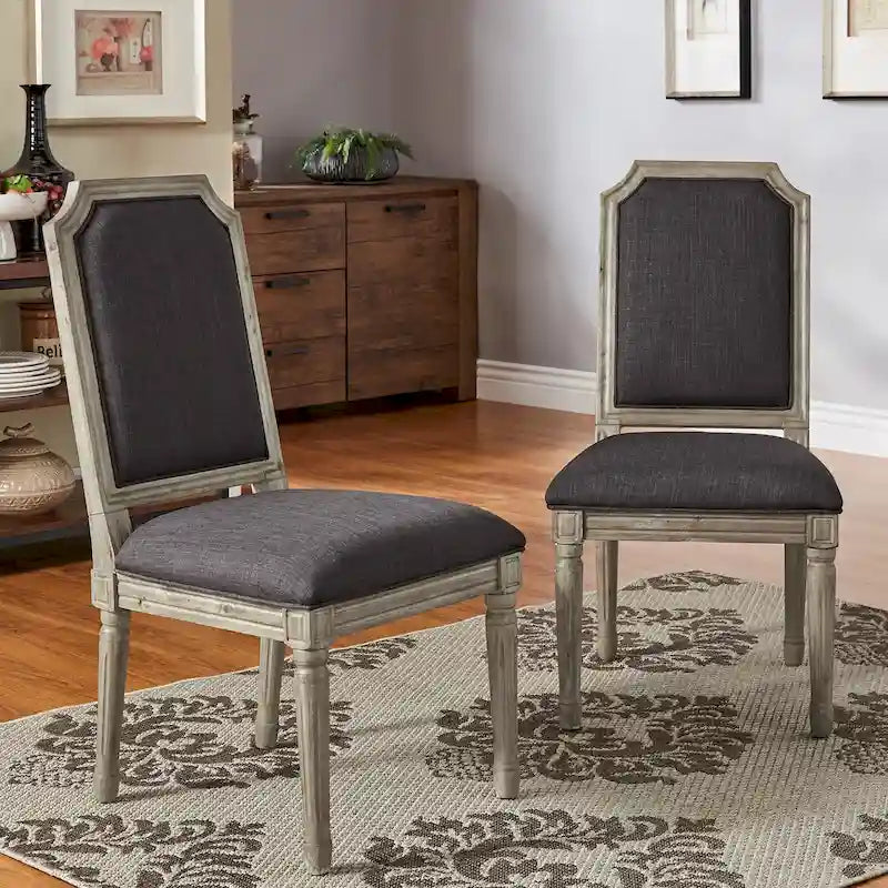 Chaises de salle à manger Deana Arched en lin et bois (lot de 2) par iNSPIRE Q Artisan
