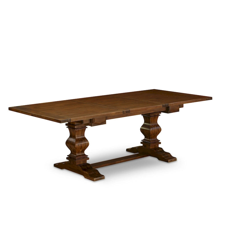 East West Furniture Ensemble Table à Manger - une Table en Bois et des Chaises en Tissu de Lin Beige Clair, (Options de Pièces)