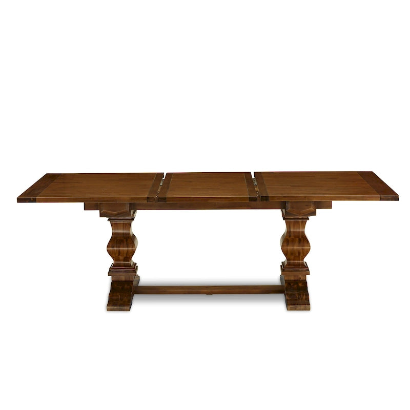 East West Furniture Ensemble Table à Manger - une Table en Bois et des Chaises en Tissu de Lin Beige Clair, (Options de Pièces)